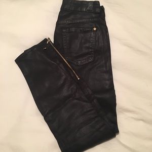 7 for all mankind coated ankle skinny jeans